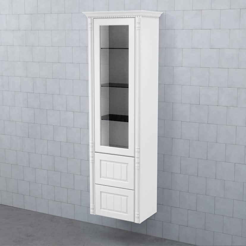 Högskåp Björbo Badrum Valhall Vitrinlucka med Två Lådor